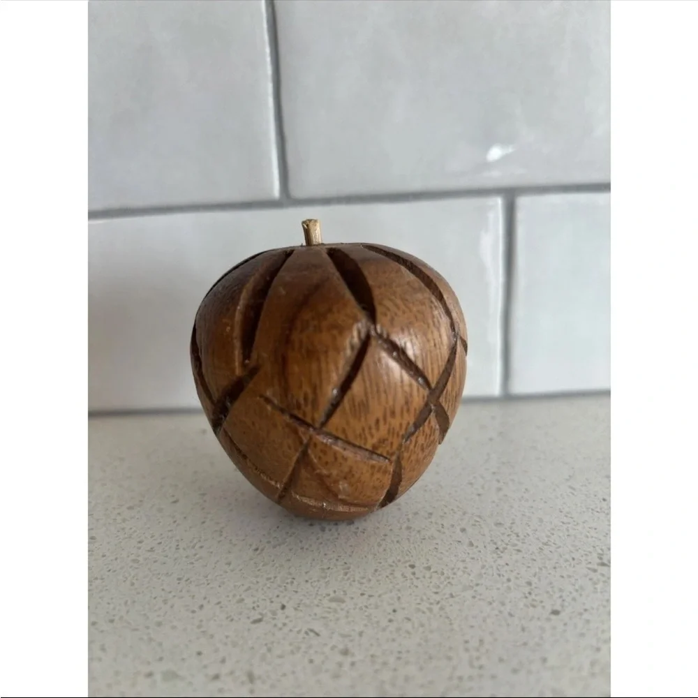 Vintage Hand Carved Wooden Fruit- 5 PIECE SET - Great Display Mid Century Modern